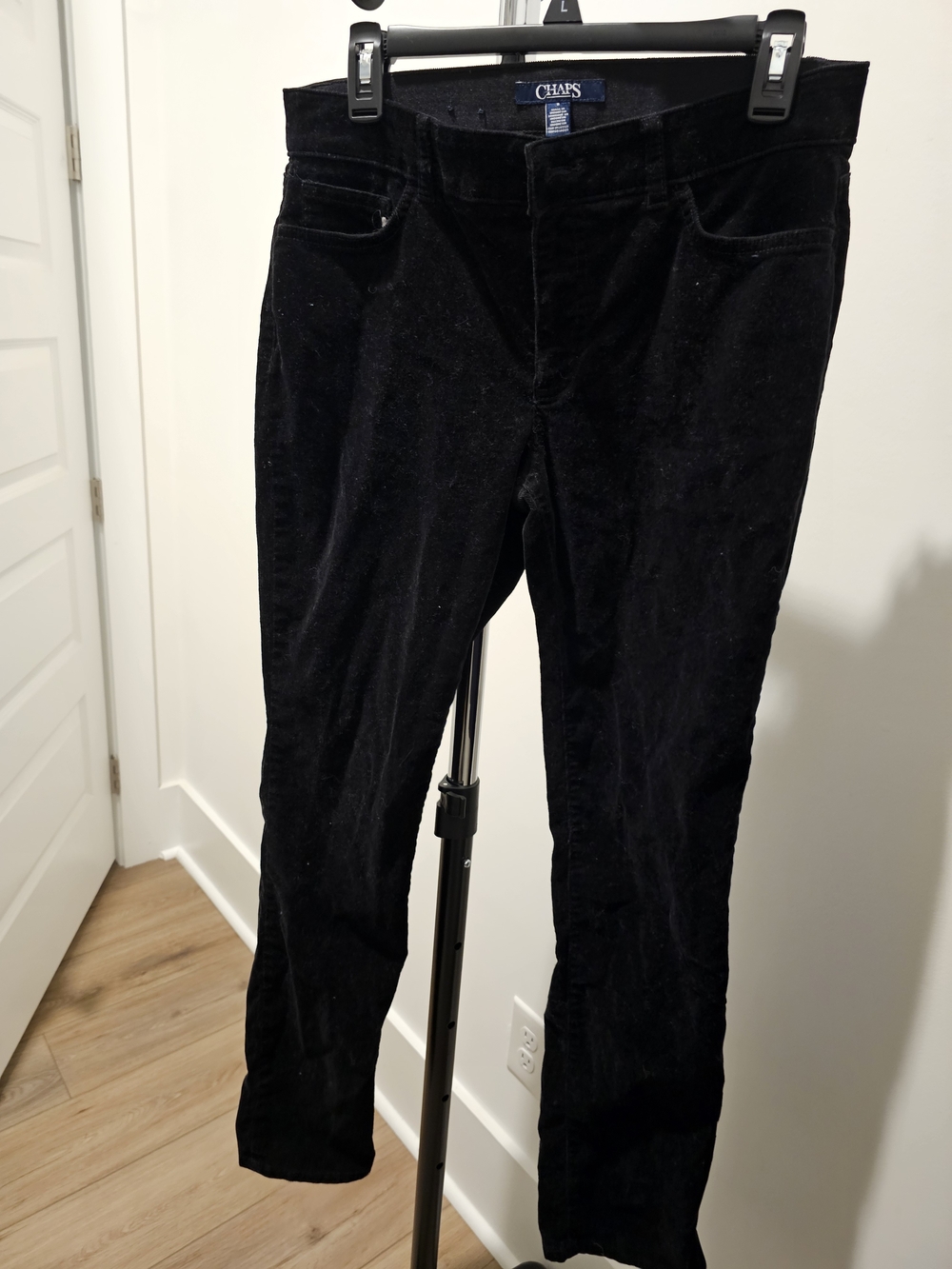 Chaps Black Corduroy Slim Straight Pants